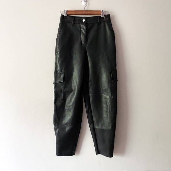 WILFRED Black Vegan Leather Contemporary Cargo Pant - Picture 2 of 11
